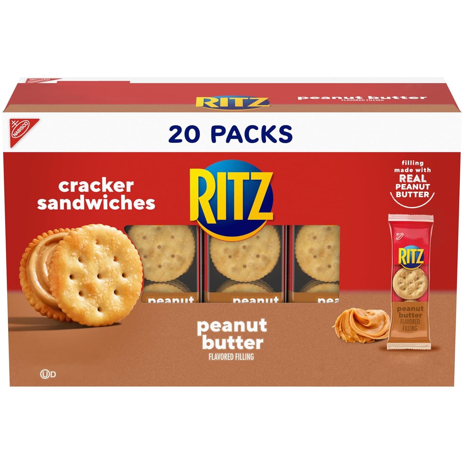 Box of Ritz peanut butter cracker sandwiches, 20 single-serve packs