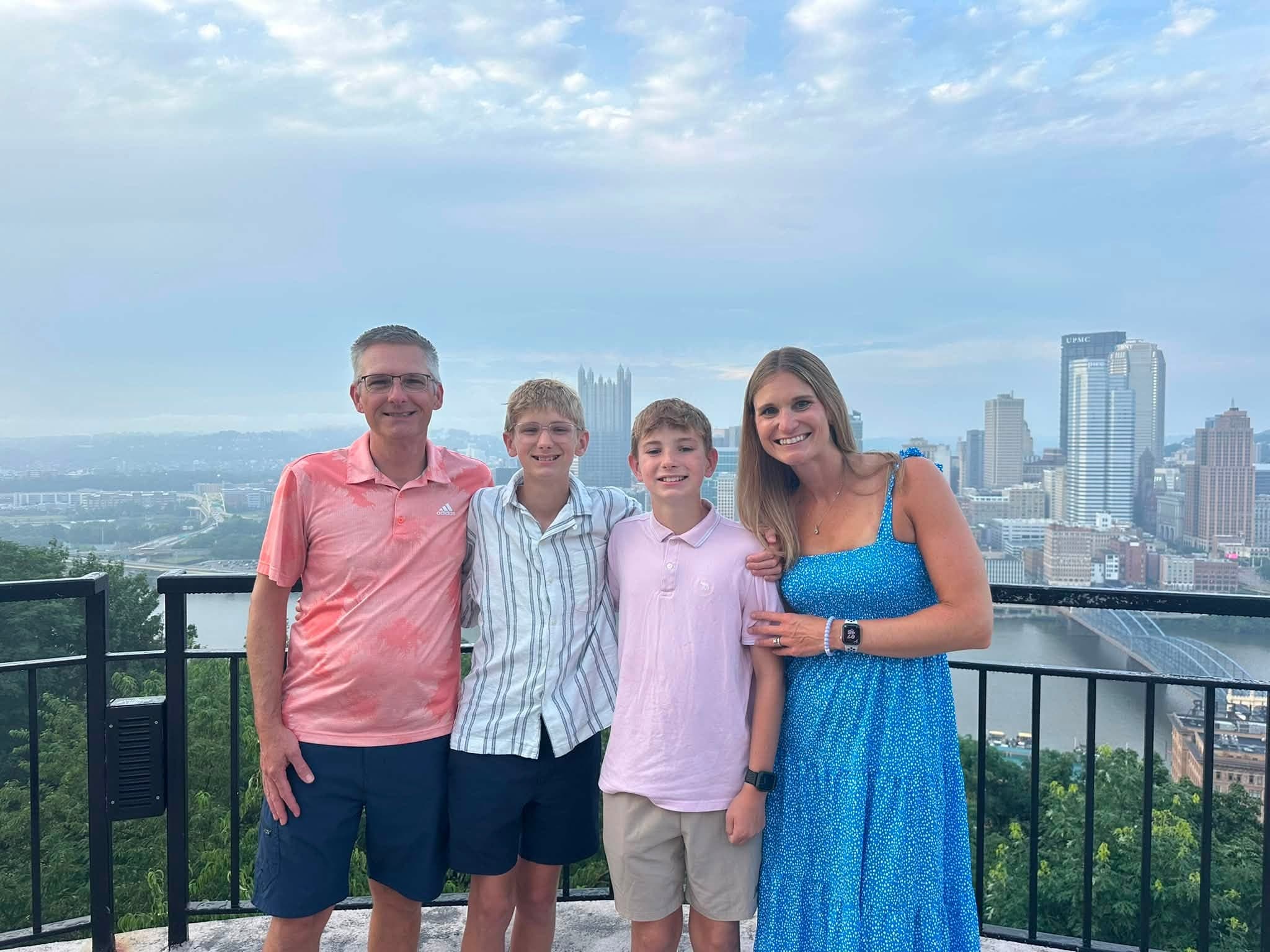 Our family above the Pittsburgh skyline